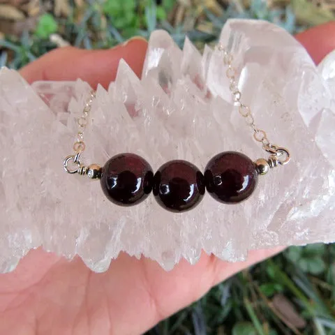 Red Crystal Garnet Necklace w/ Healing Stone Beads