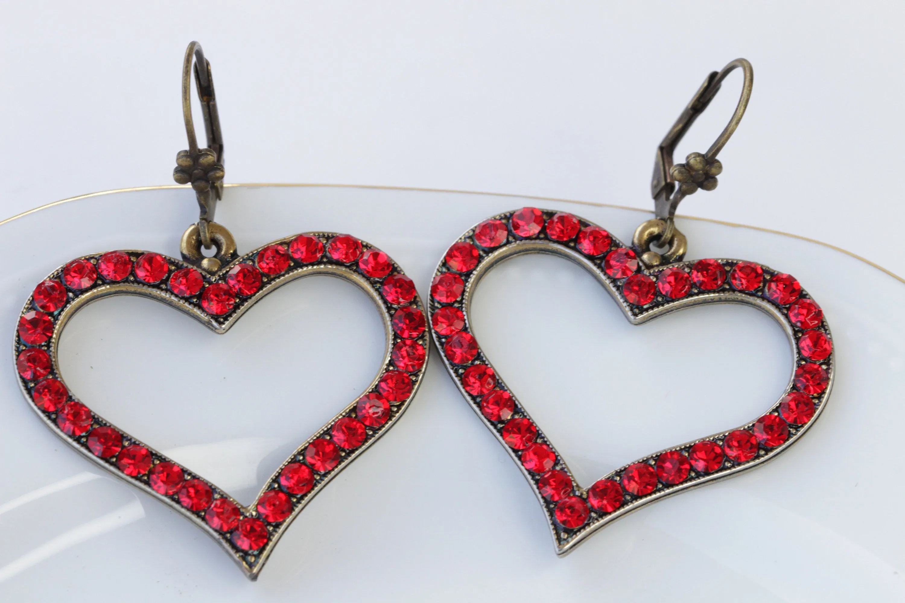 RED RUBY Heart Shaped Earrings