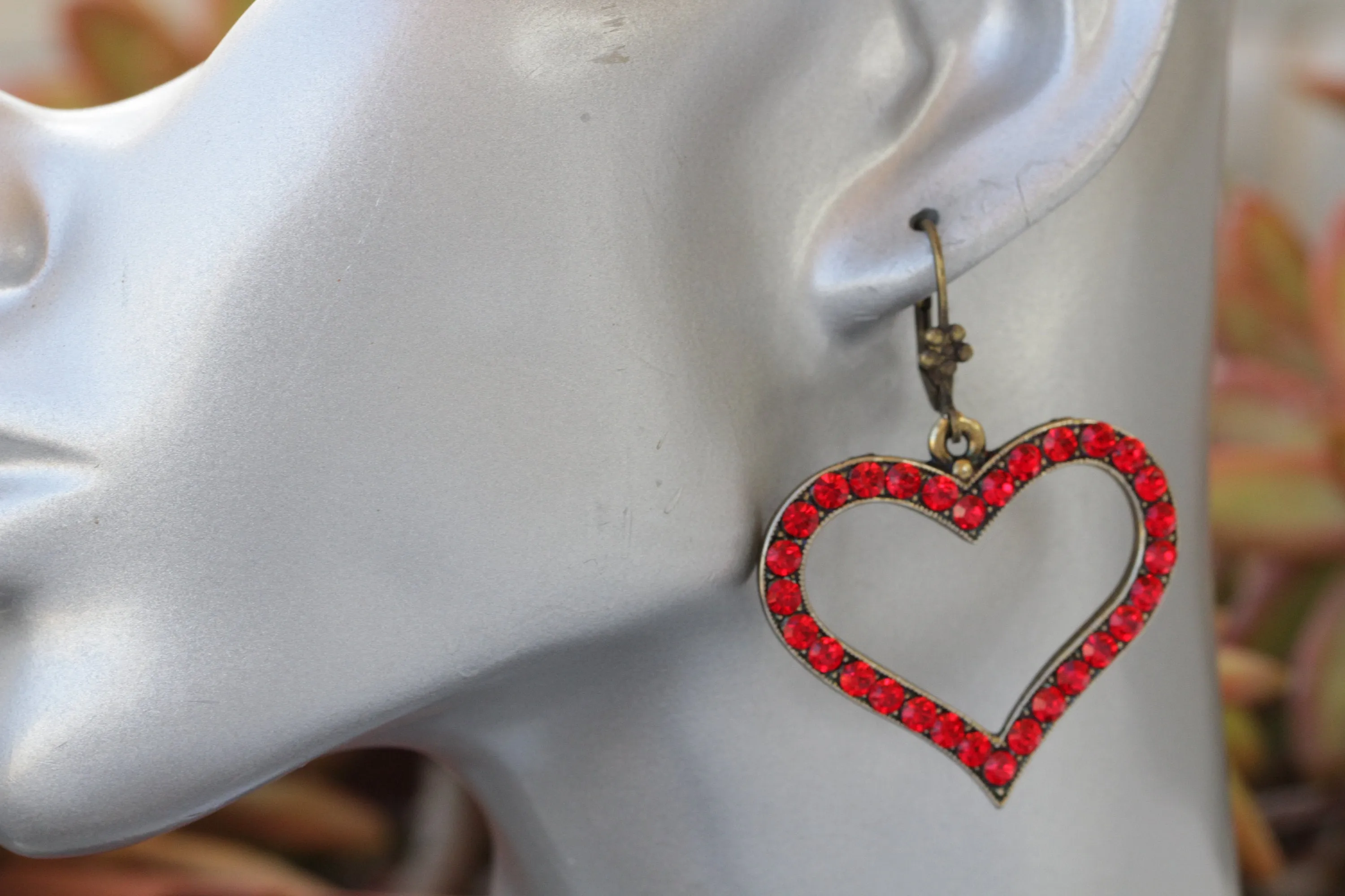 RED RUBY Heart Shaped Earrings