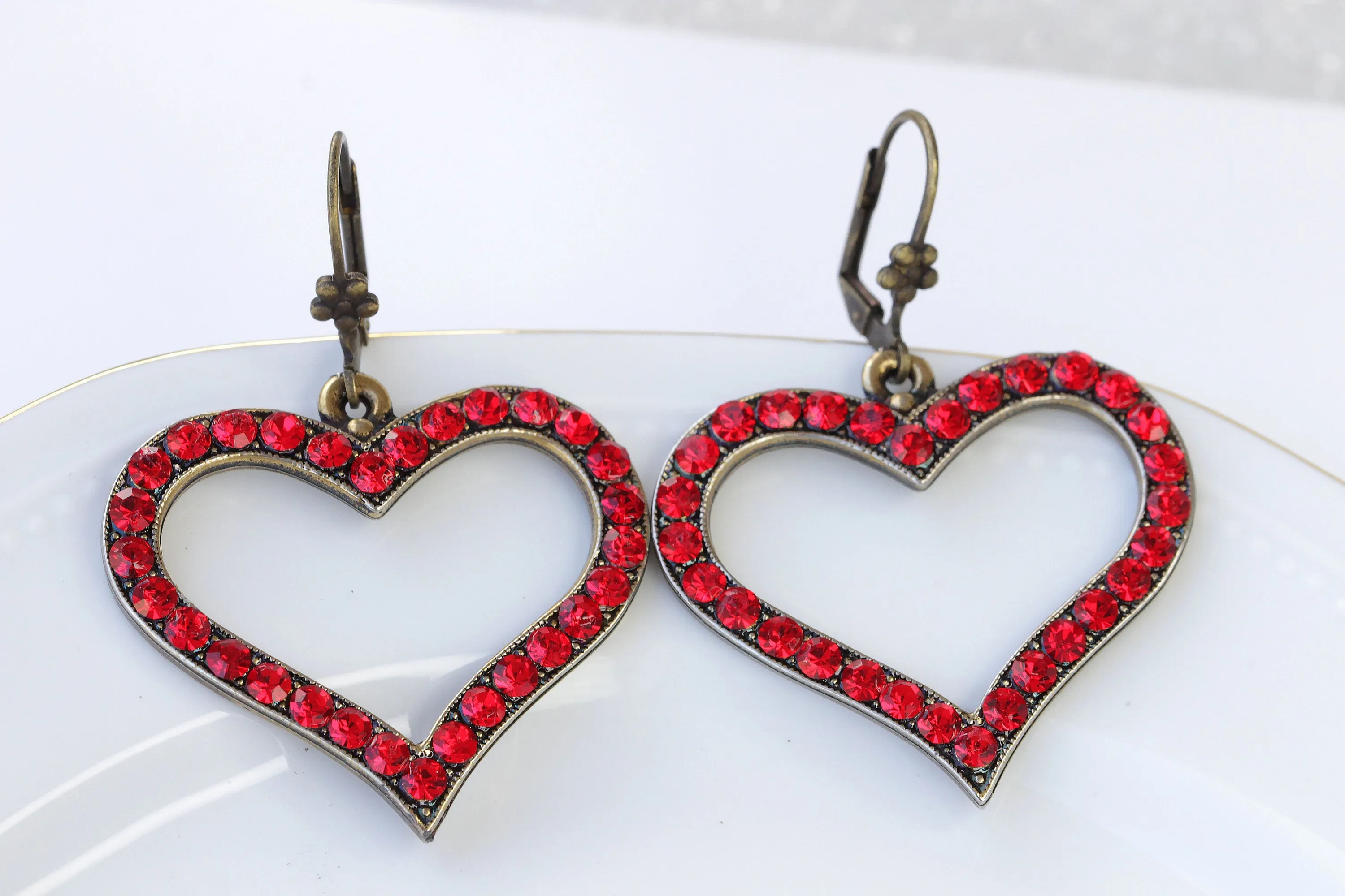 RED RUBY Heart Shaped Earrings