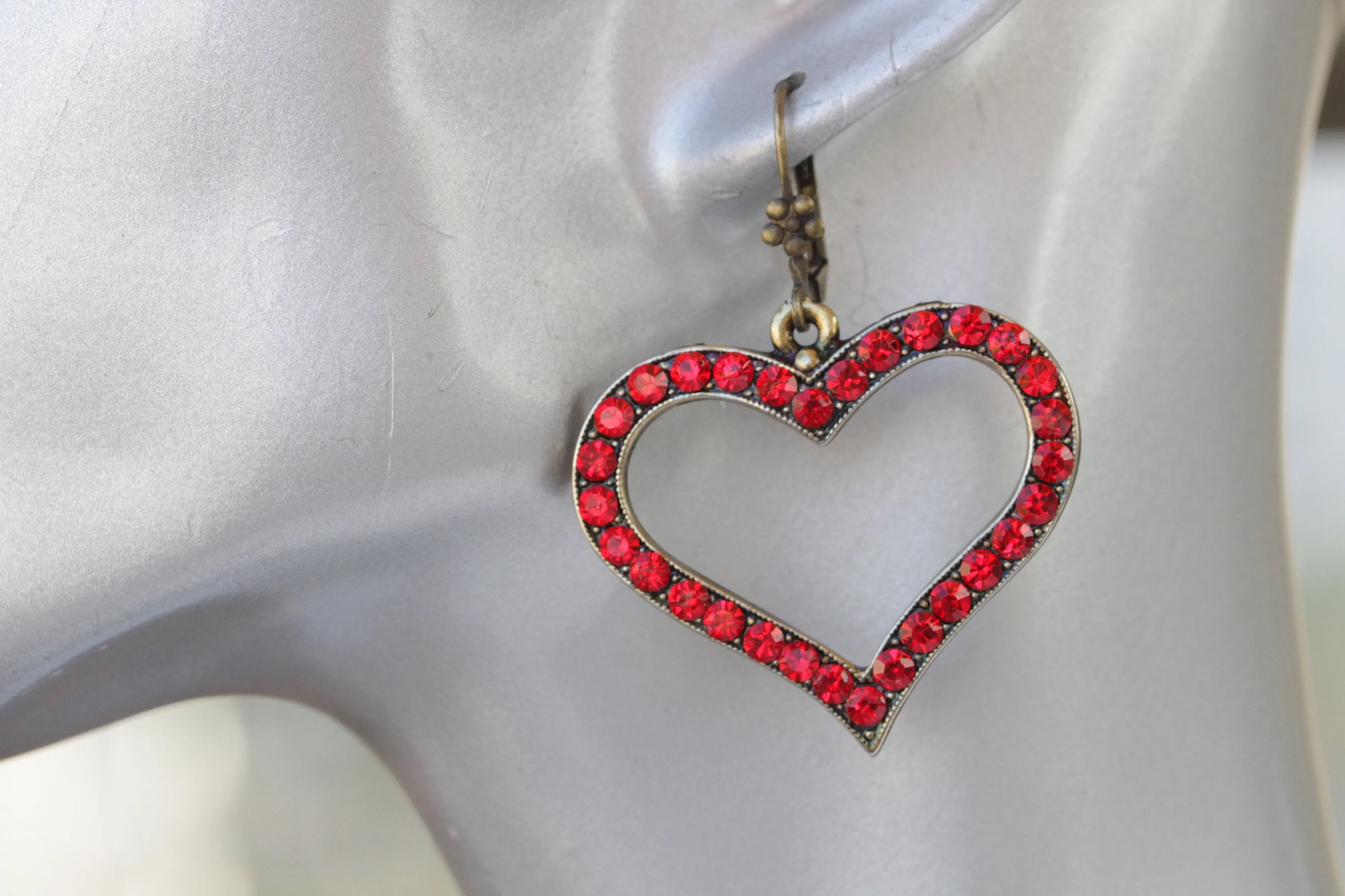 RED RUBY Heart Shaped Earrings