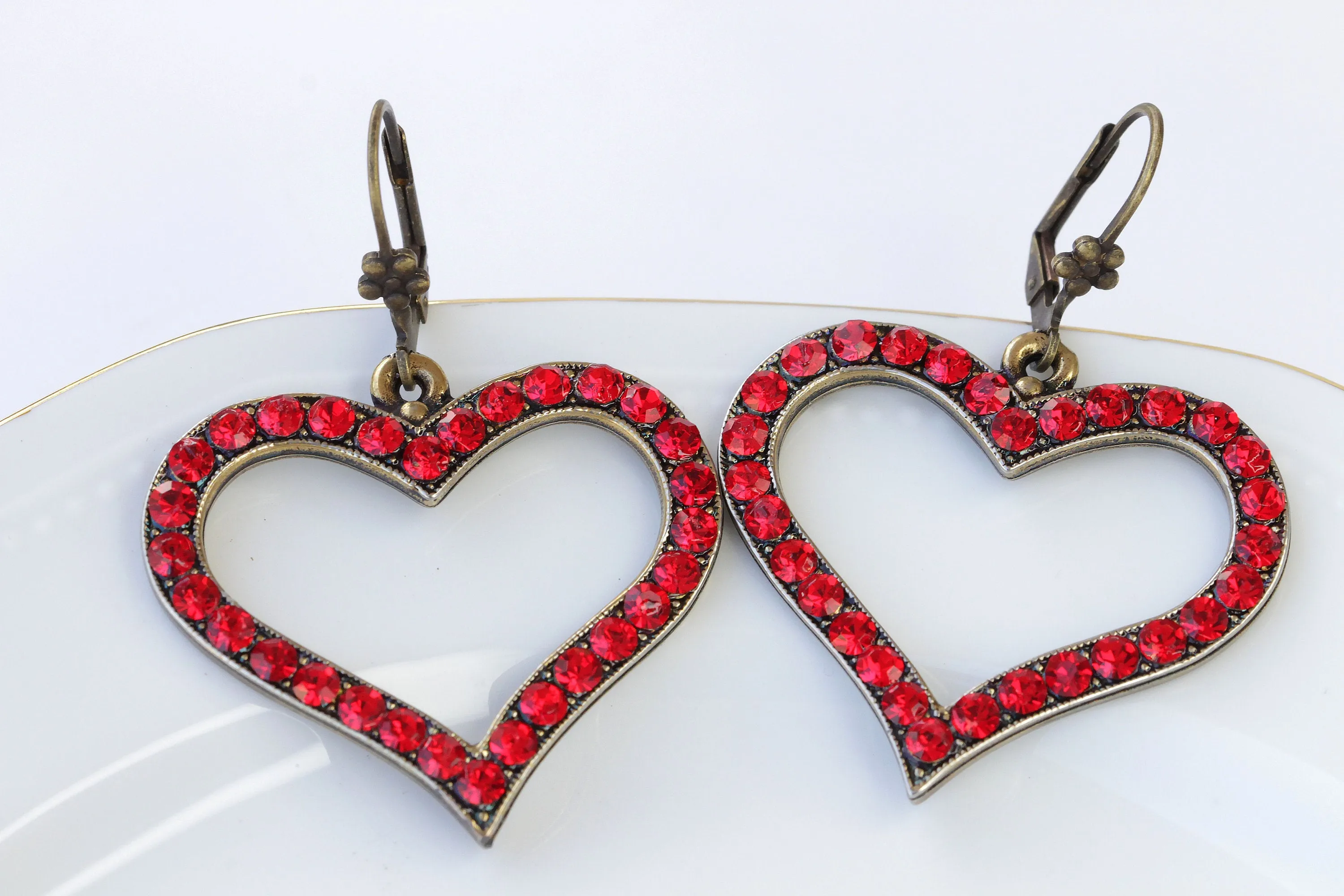 RED RUBY Heart Shaped Earrings