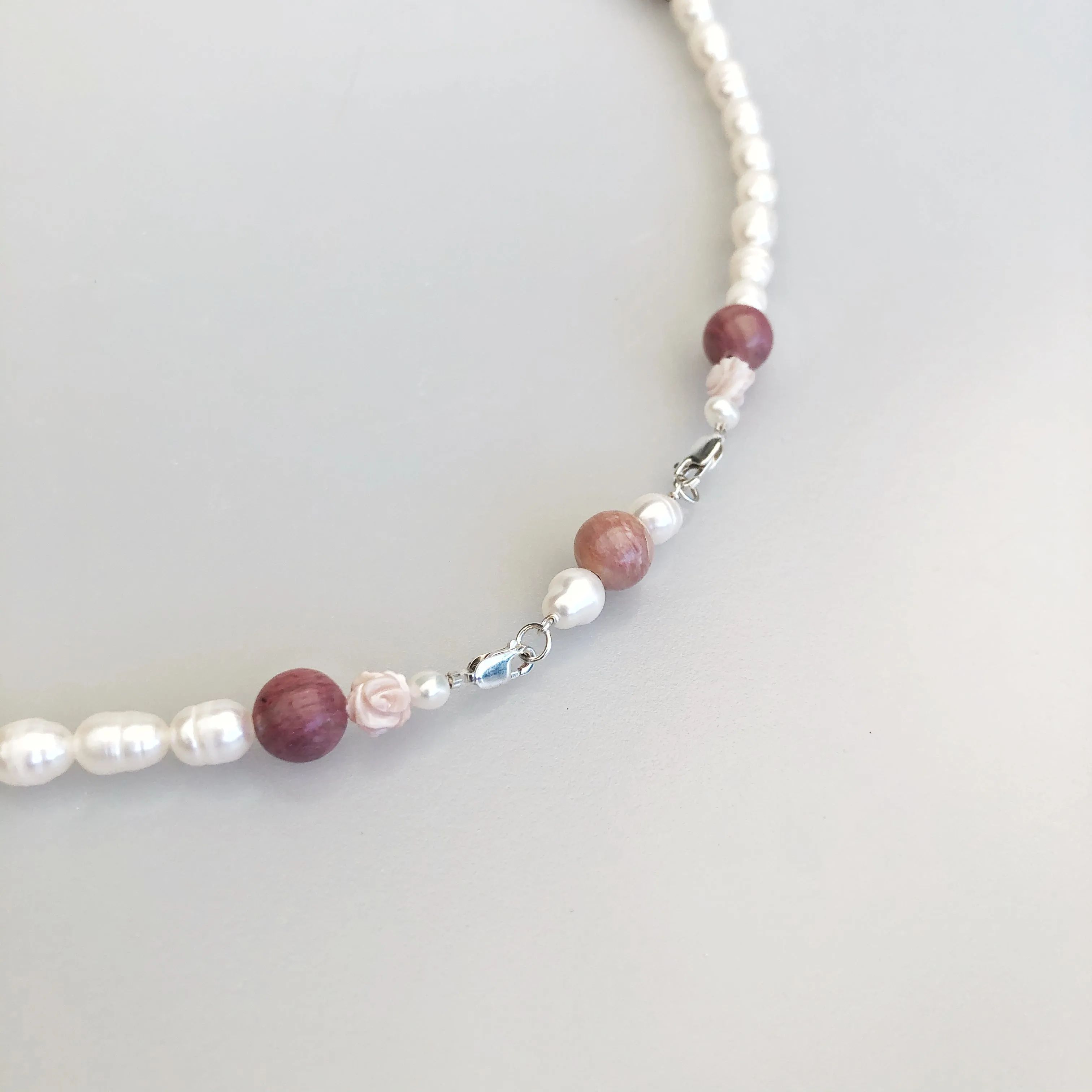 Return to Origin Beaded Wood and Pearl Necklace