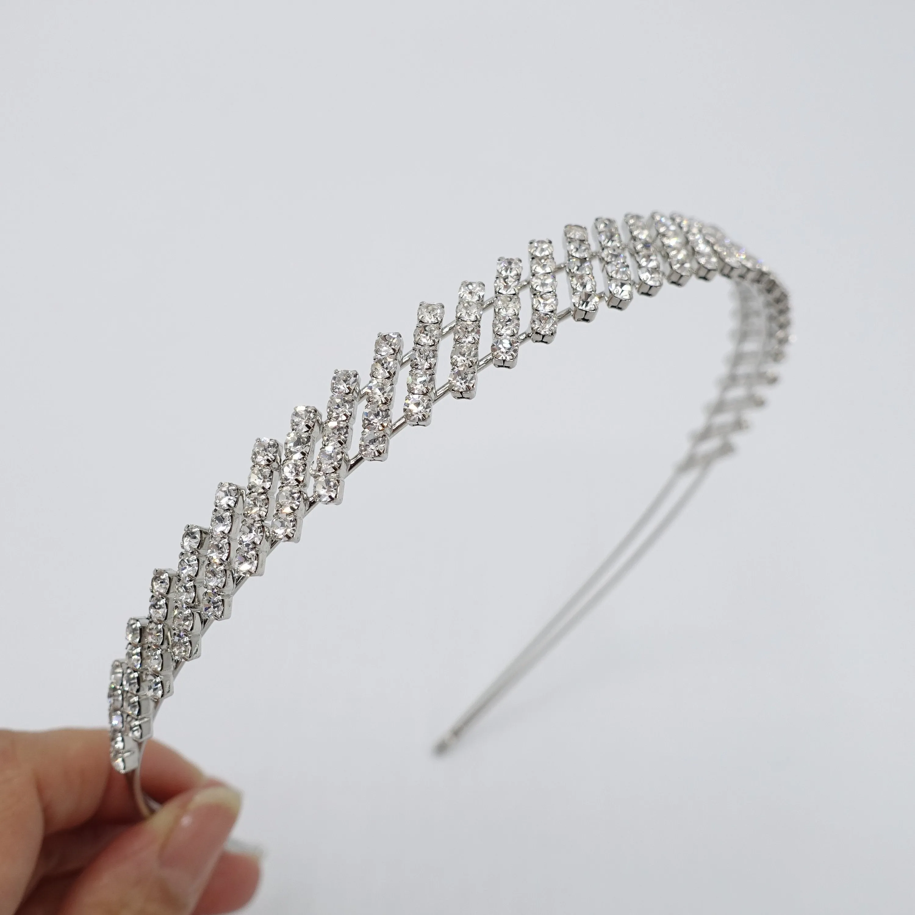 rhinestone diagonal headband double hairband for women