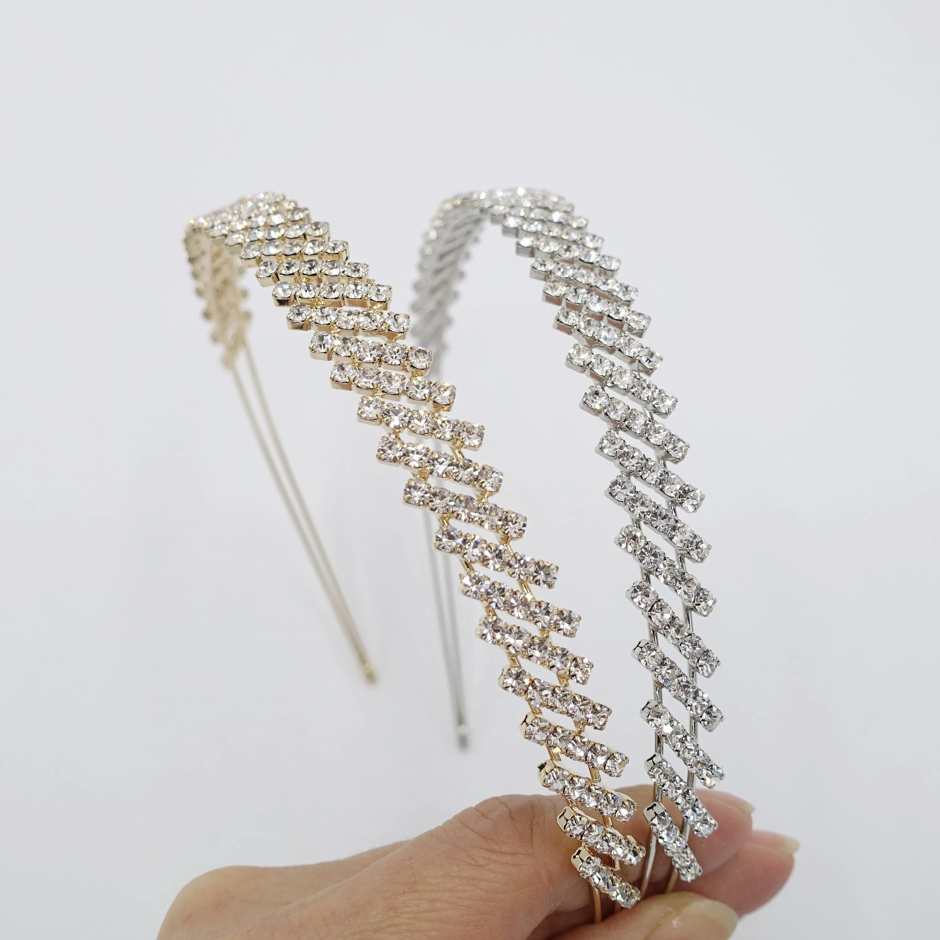 rhinestone diagonal headband double hairband for women