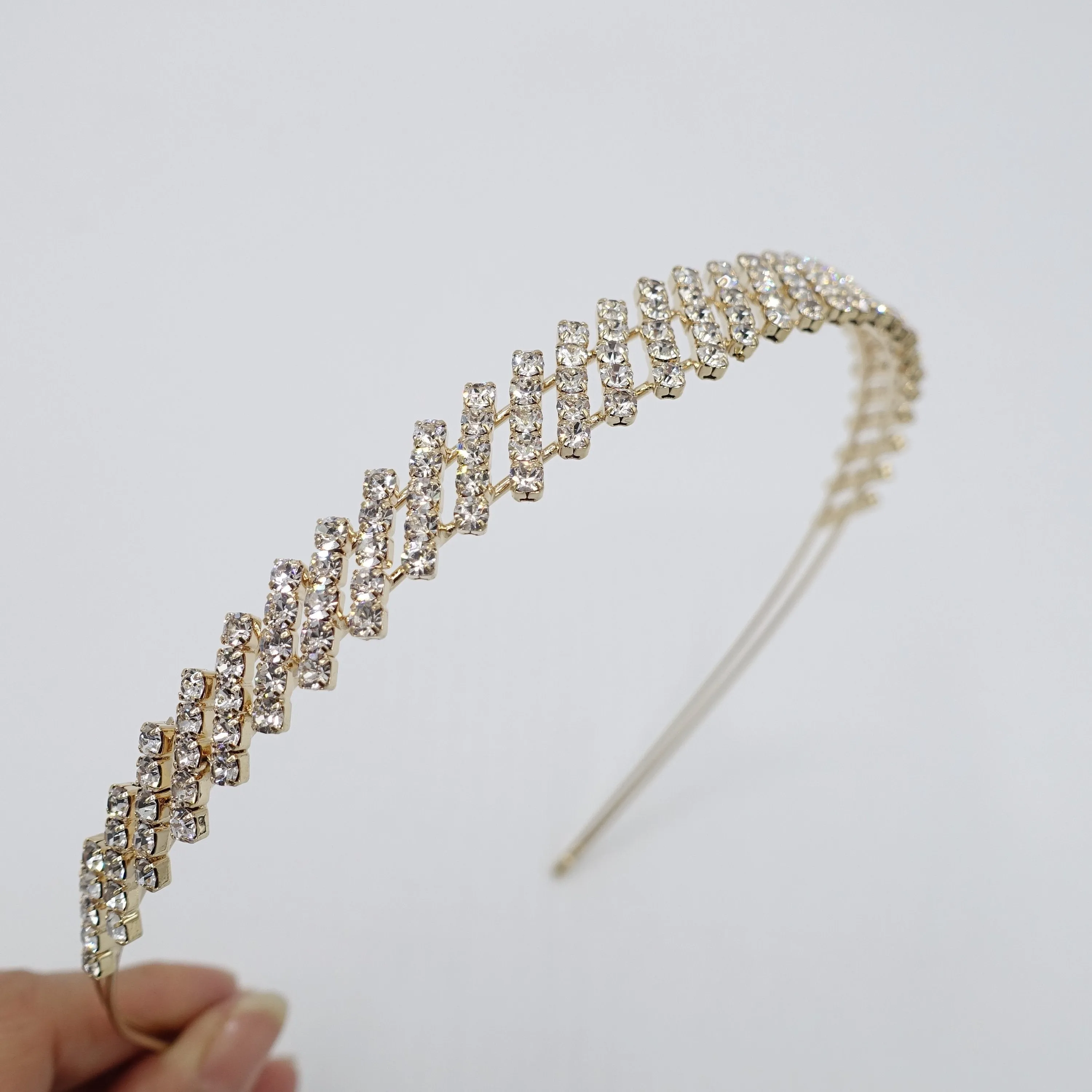 rhinestone diagonal headband double hairband for women