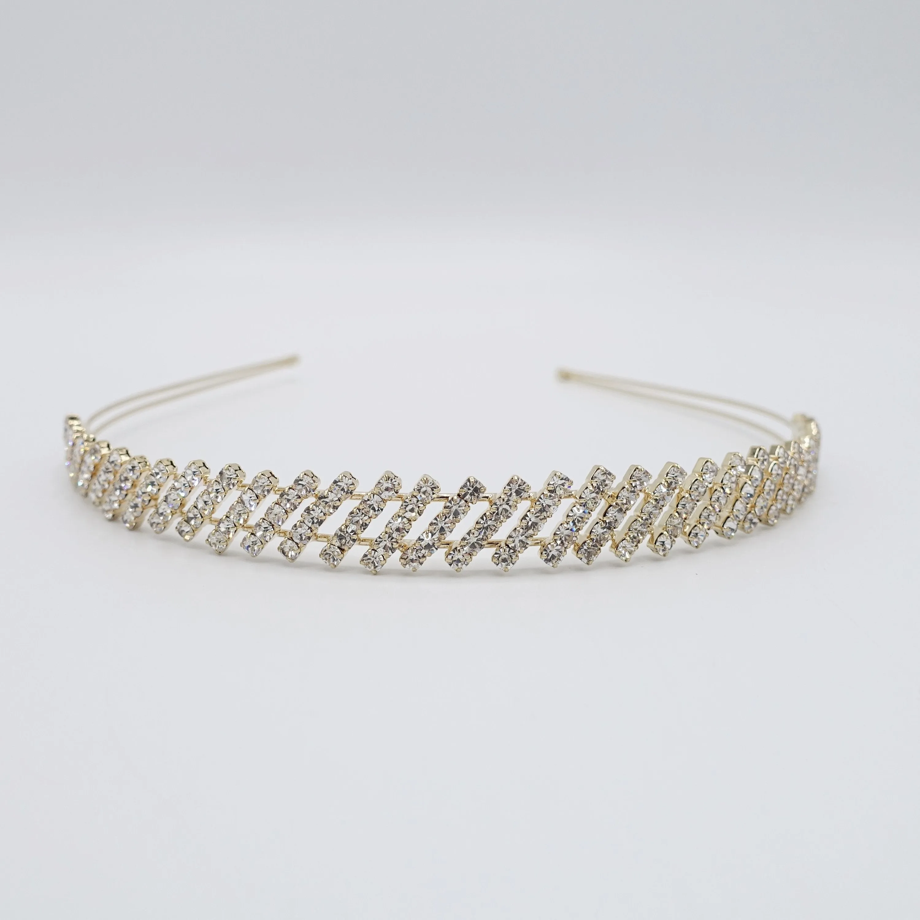 rhinestone diagonal headband double hairband for women