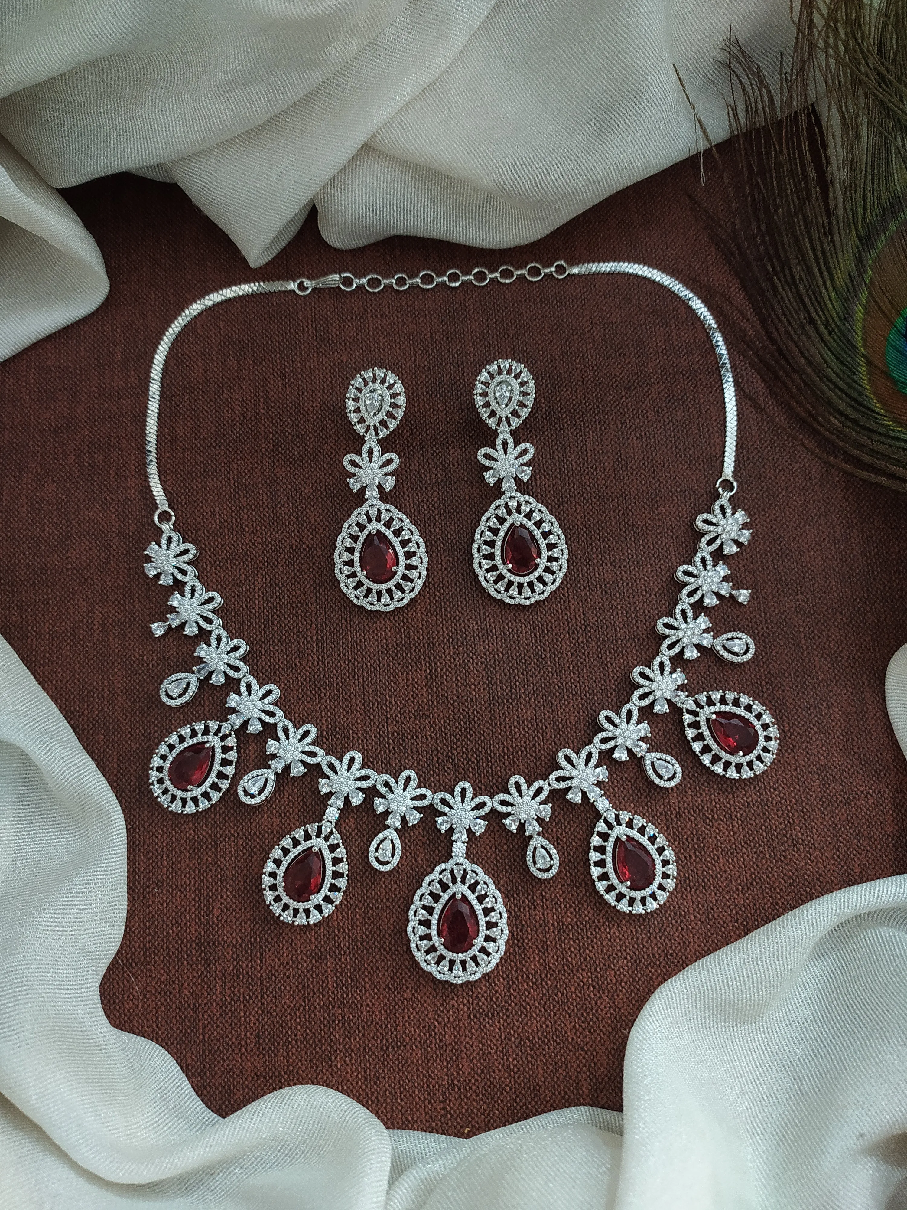 Rhodium-Plated Amazing Zircon Necklace Set