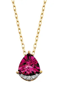 Rhodolite Garnet Diamond Pendant Necklace