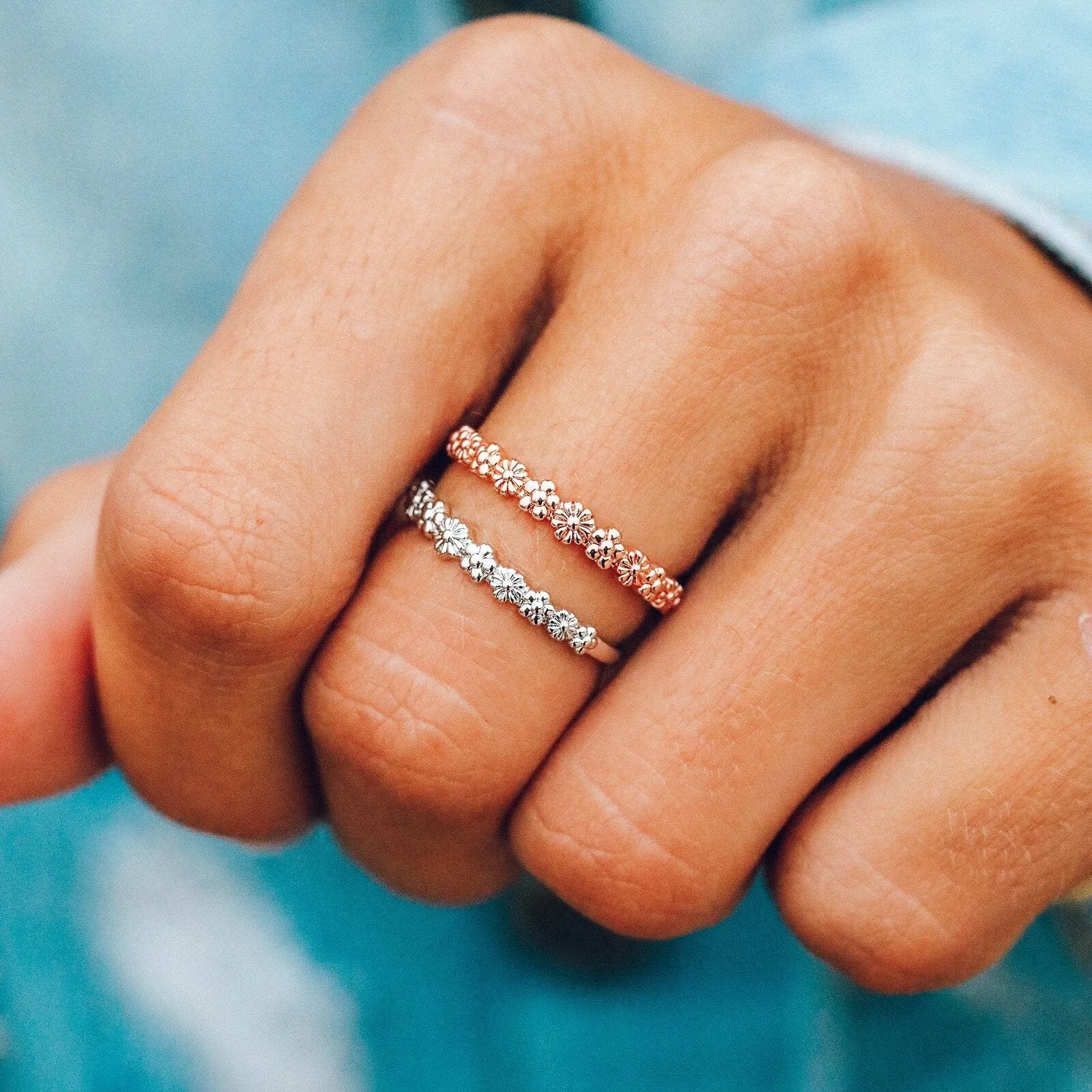 Rose Gold Floral Stacking Ring