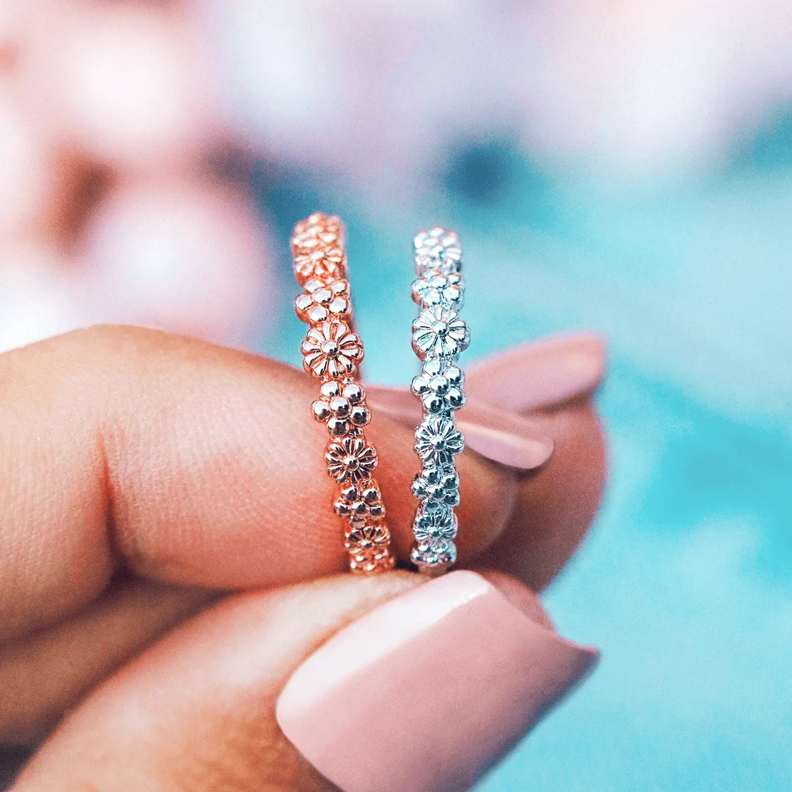 Rose Gold Floral Stacking Ring