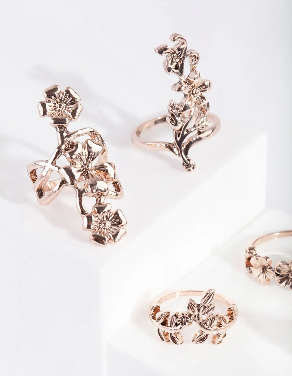 Rose Gold Flower Ring 5 Pack