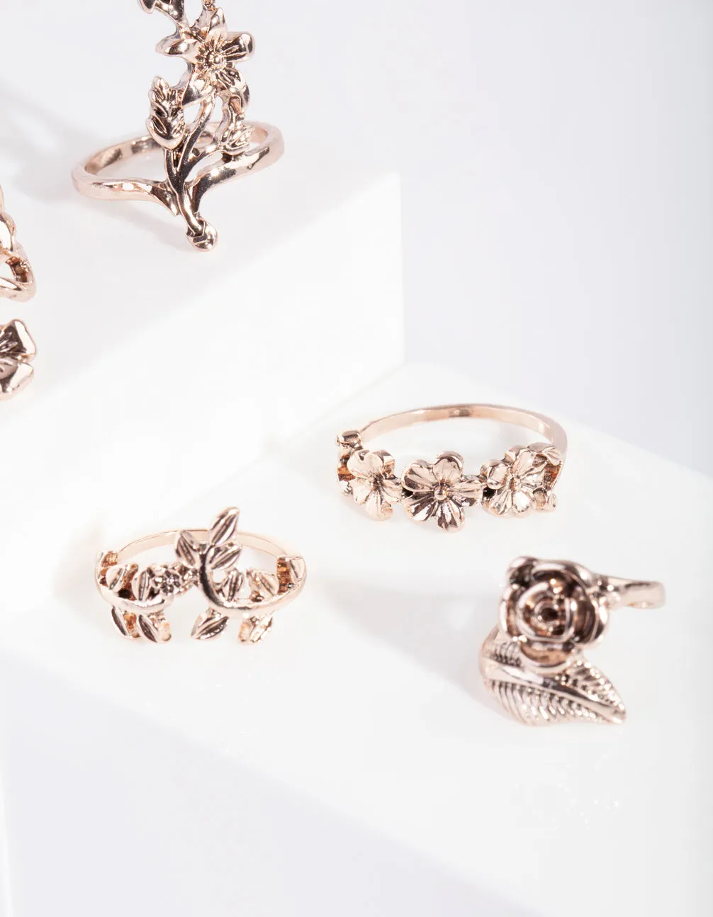 Rose Gold Flower Ring 5 Pack