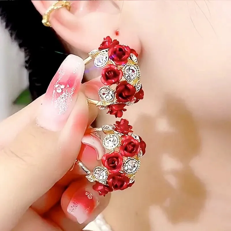 Rose Romance Stylish Zircon Earrings