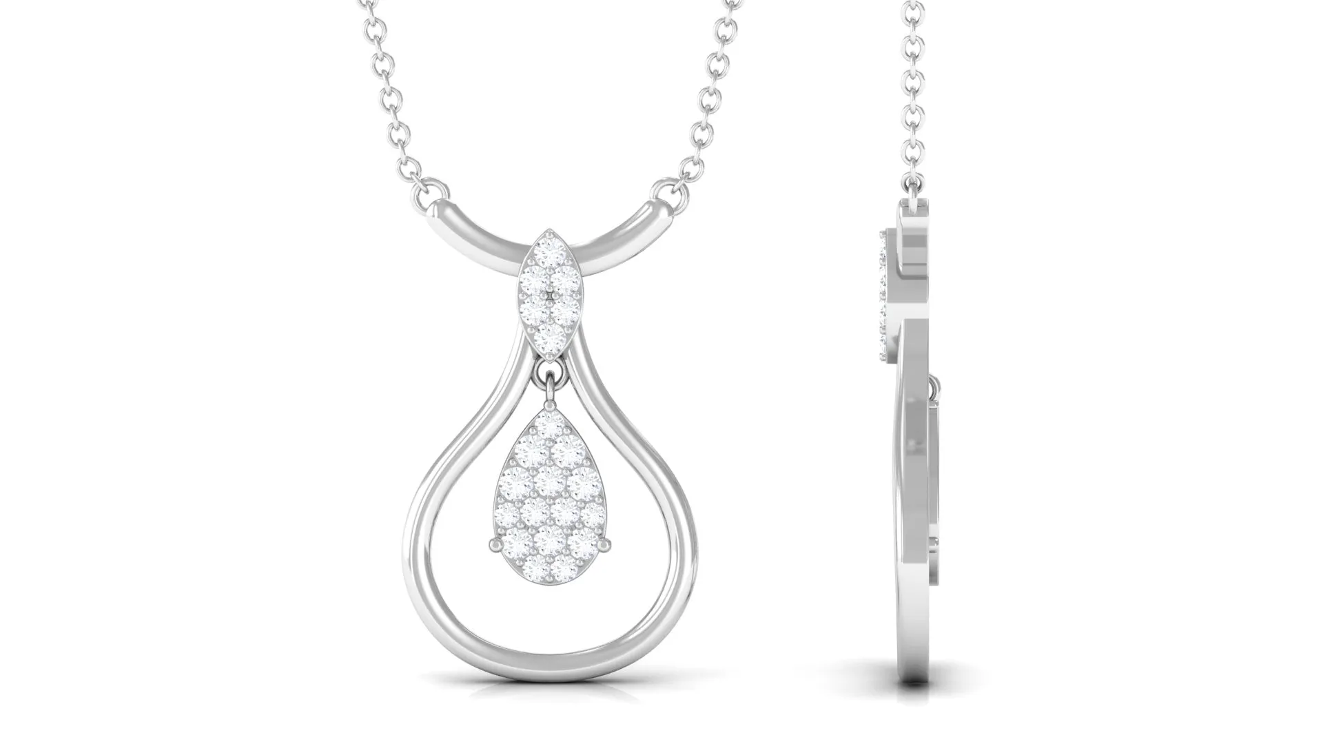 Round Diamond Minimal Teardrop Necklace