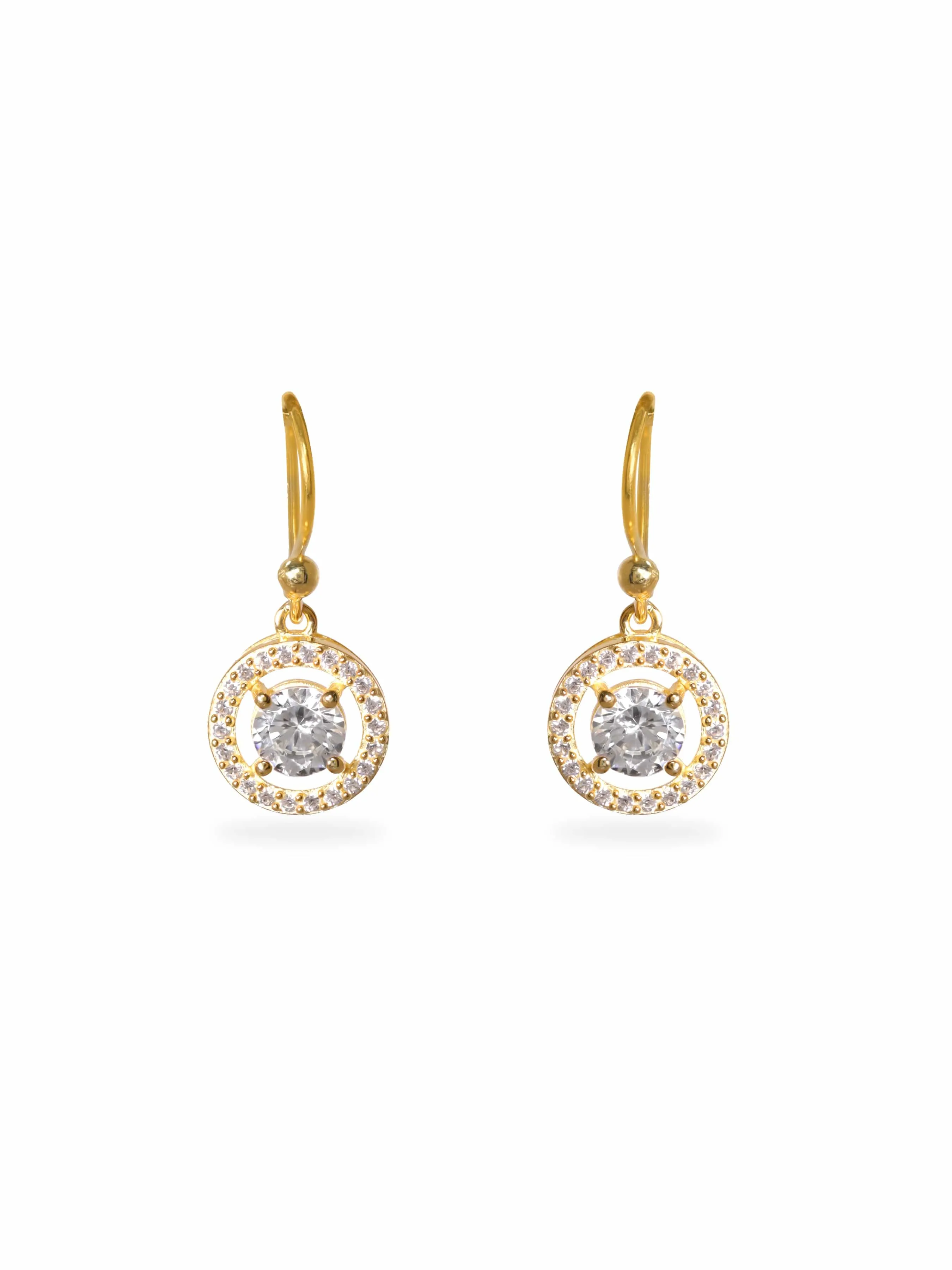 Rubans 925 Sterling Silver Gold-Plated Zircon Classic Studs Drop Earrings