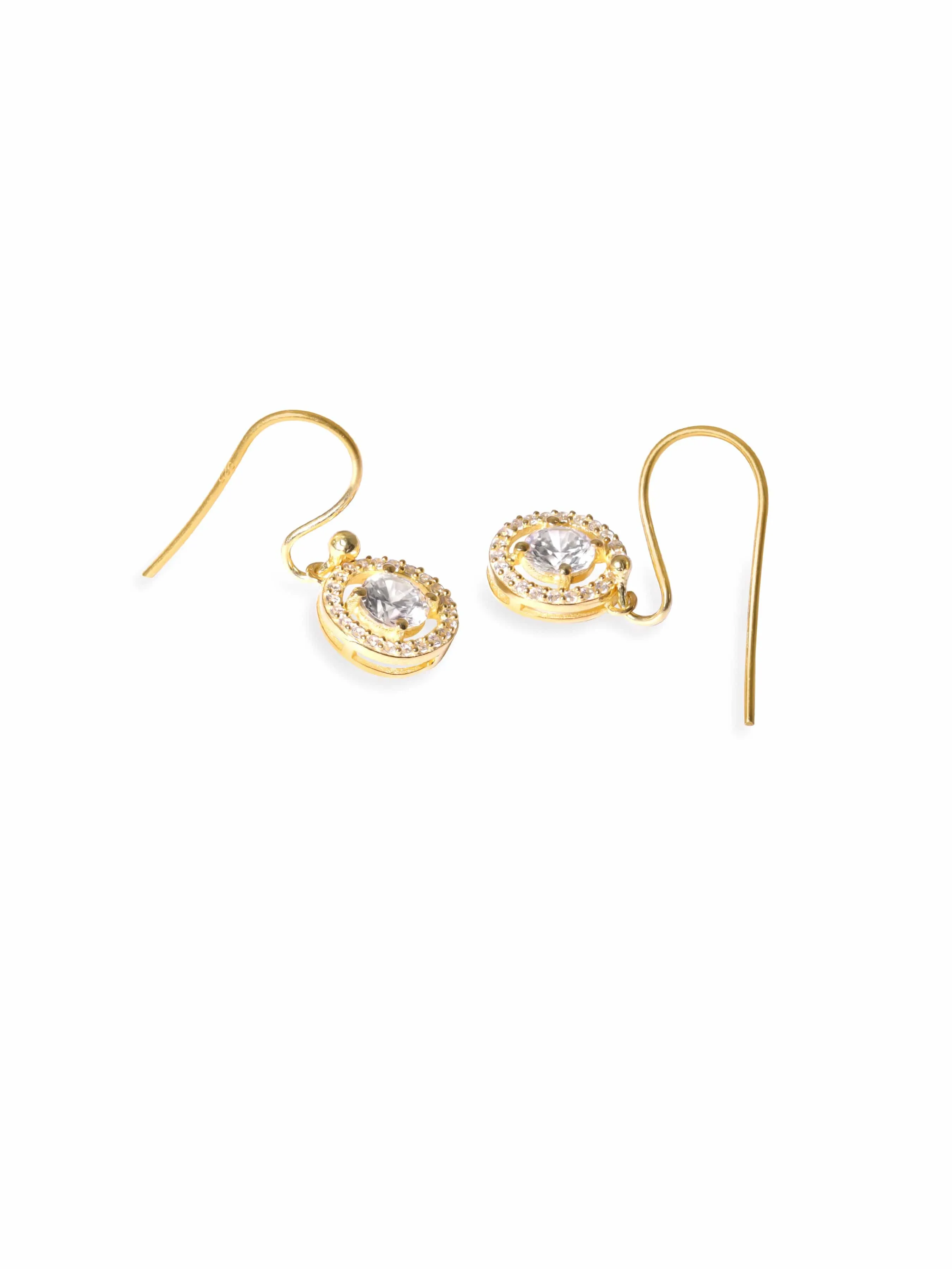 Rubans 925 Sterling Silver Gold-Plated Zircon Classic Studs Drop Earrings