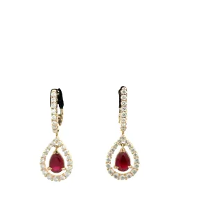 Ruby & Diamond Dangle Earrings