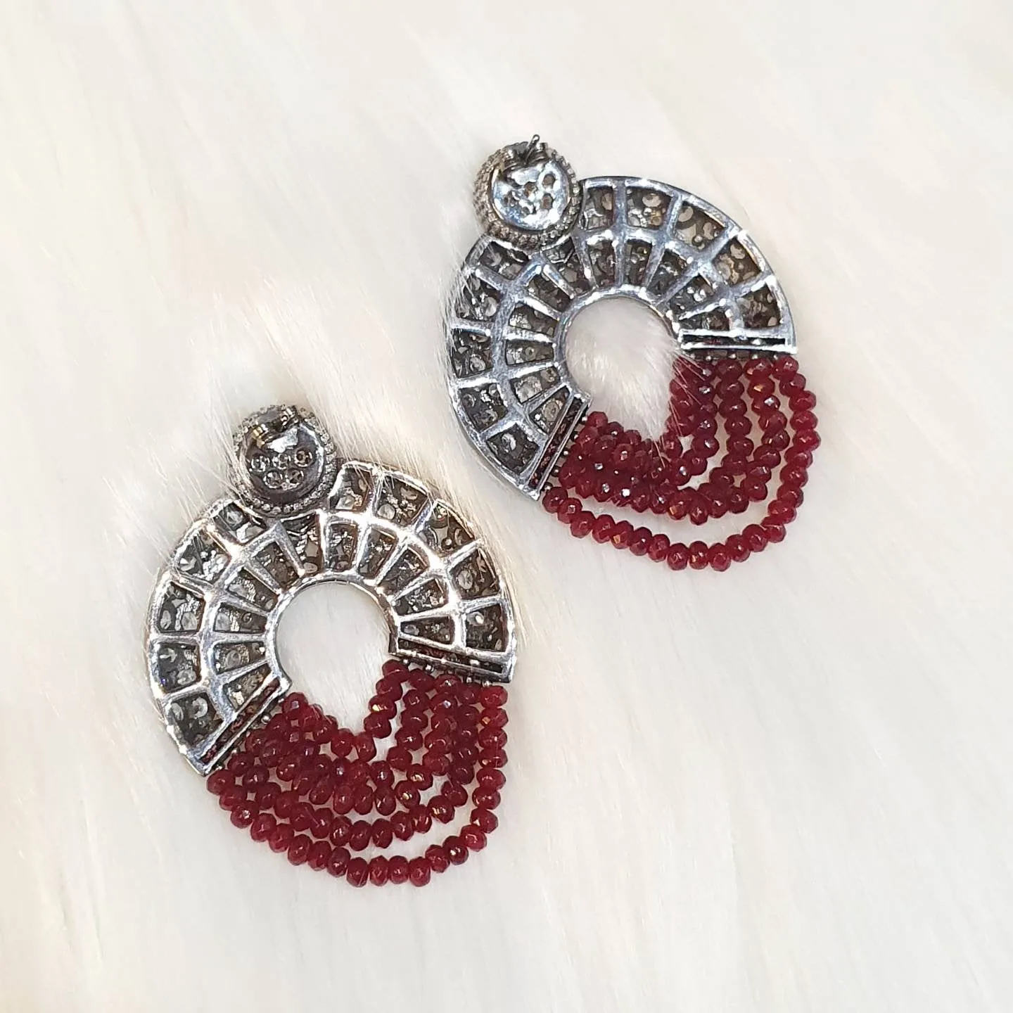 Ruby Crystal Statement Hoop Earrings