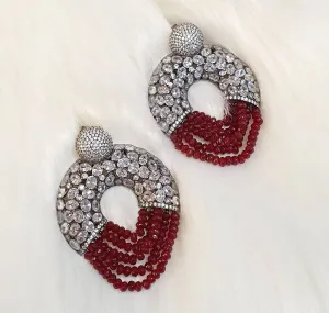 Ruby Crystal Statement Hoop Earrings