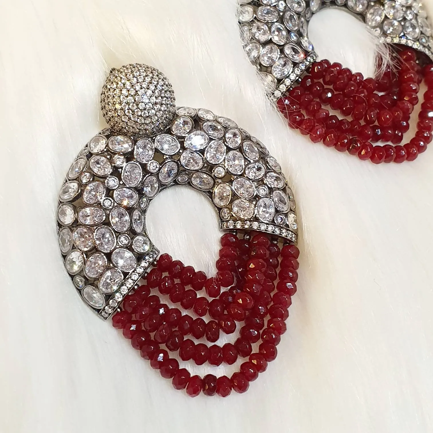 Ruby Crystal Statement Hoop Earrings