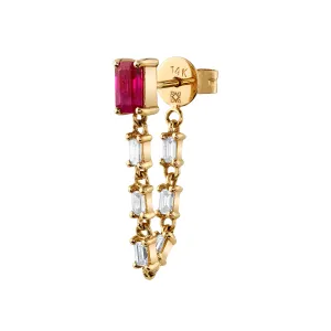 Ruby Diamond Baguette Drop Earrings