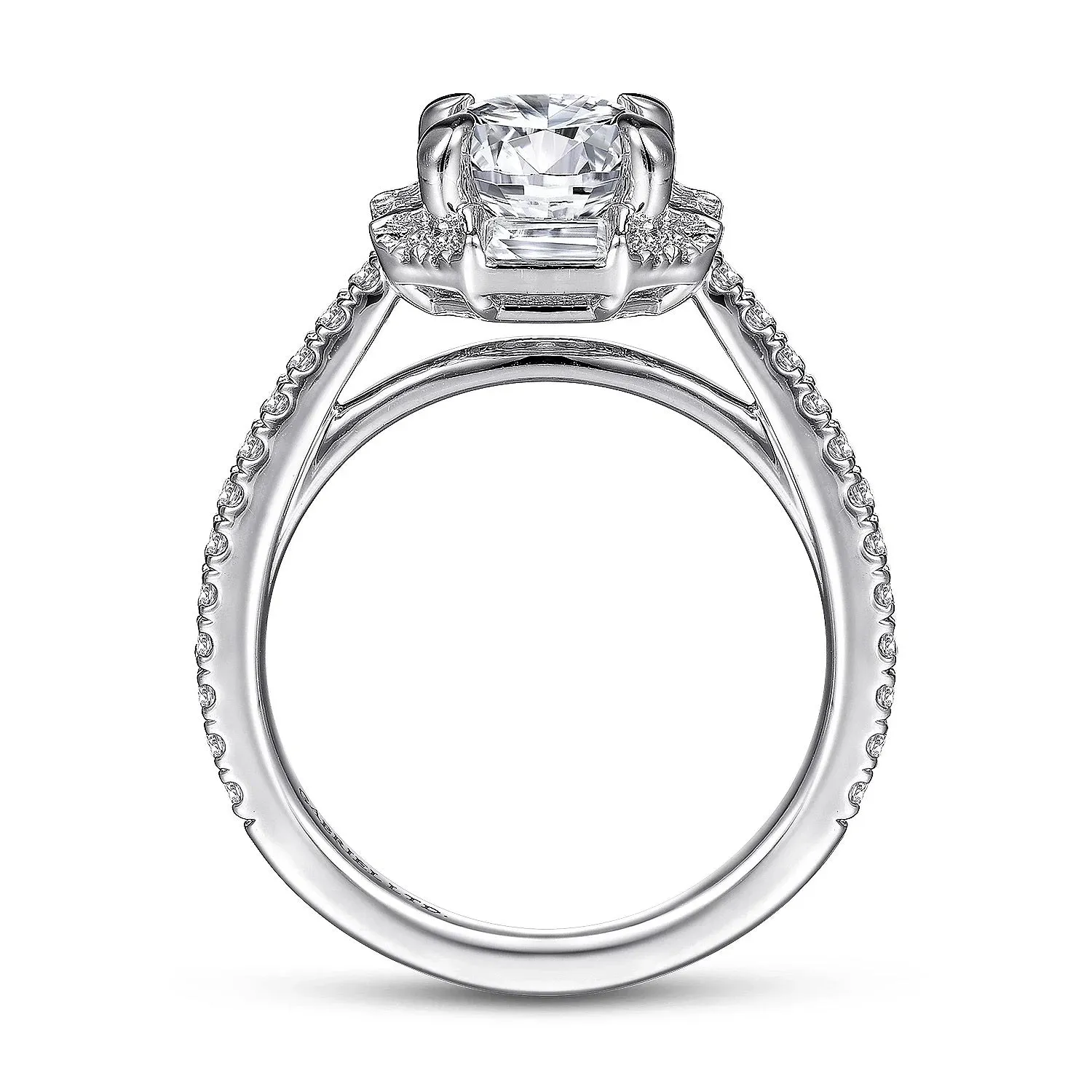 Ryland - 18k White Gold Octagonal Halo Round Diamond Engagement Ring