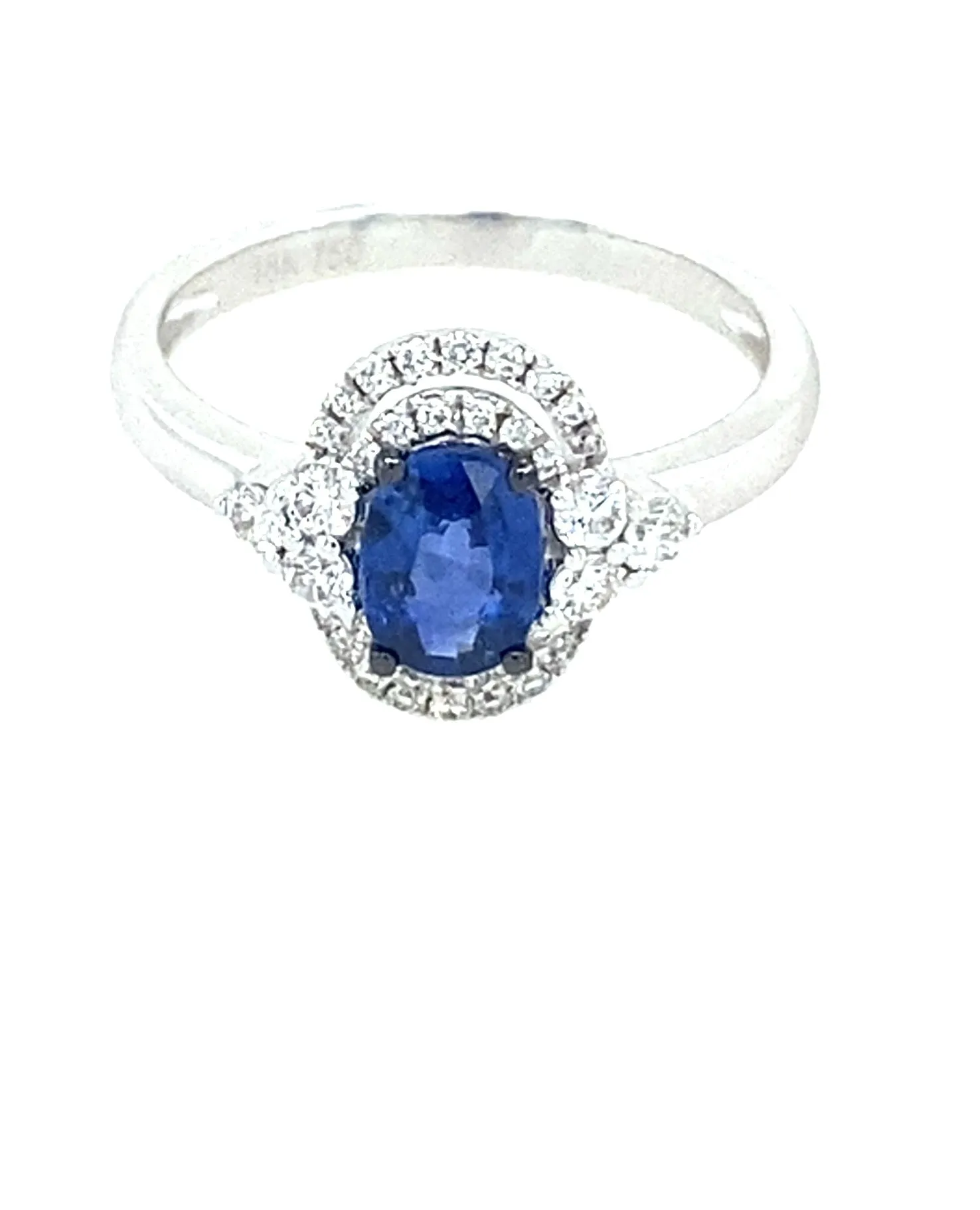 Sapphire and Diamond Double Halo Ring