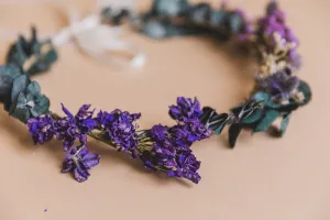 Scottish Thistle & Preserved Eucalyptus Greenery Crown / Boho Green Weddingss