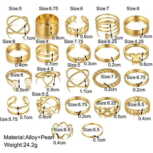 Shining Diva Fashion Stylish Rings for Women and Girls - Set of 22 (Golden) (sd14737r)