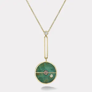 Signature Compass Pendant - Green Turquoise / Lotus Garnet