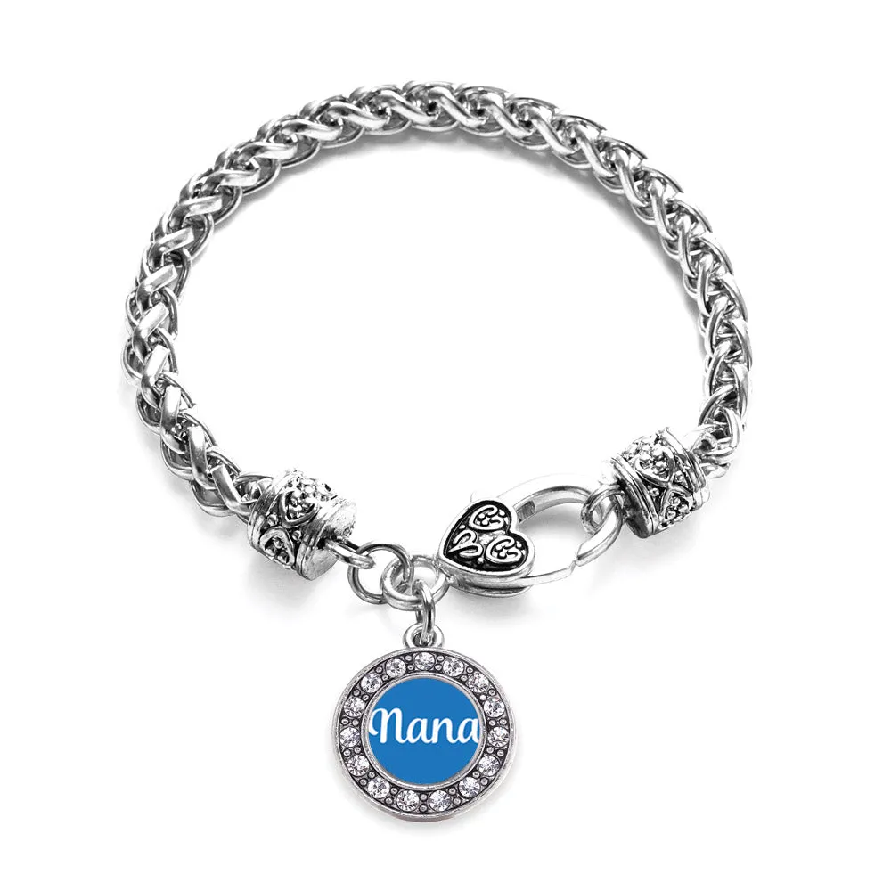 Silver Blue Nana Circle Charm Braided Bracelet