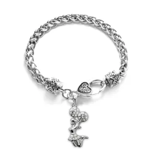 Silver Cheerleader Charm Braided Bracelet