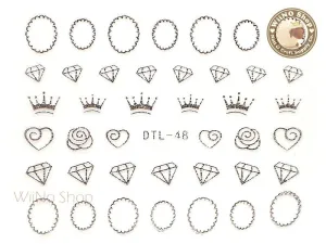 Silver Crown Diamond Frame Nail Art Sticker - 1 pc (DTL-48S)