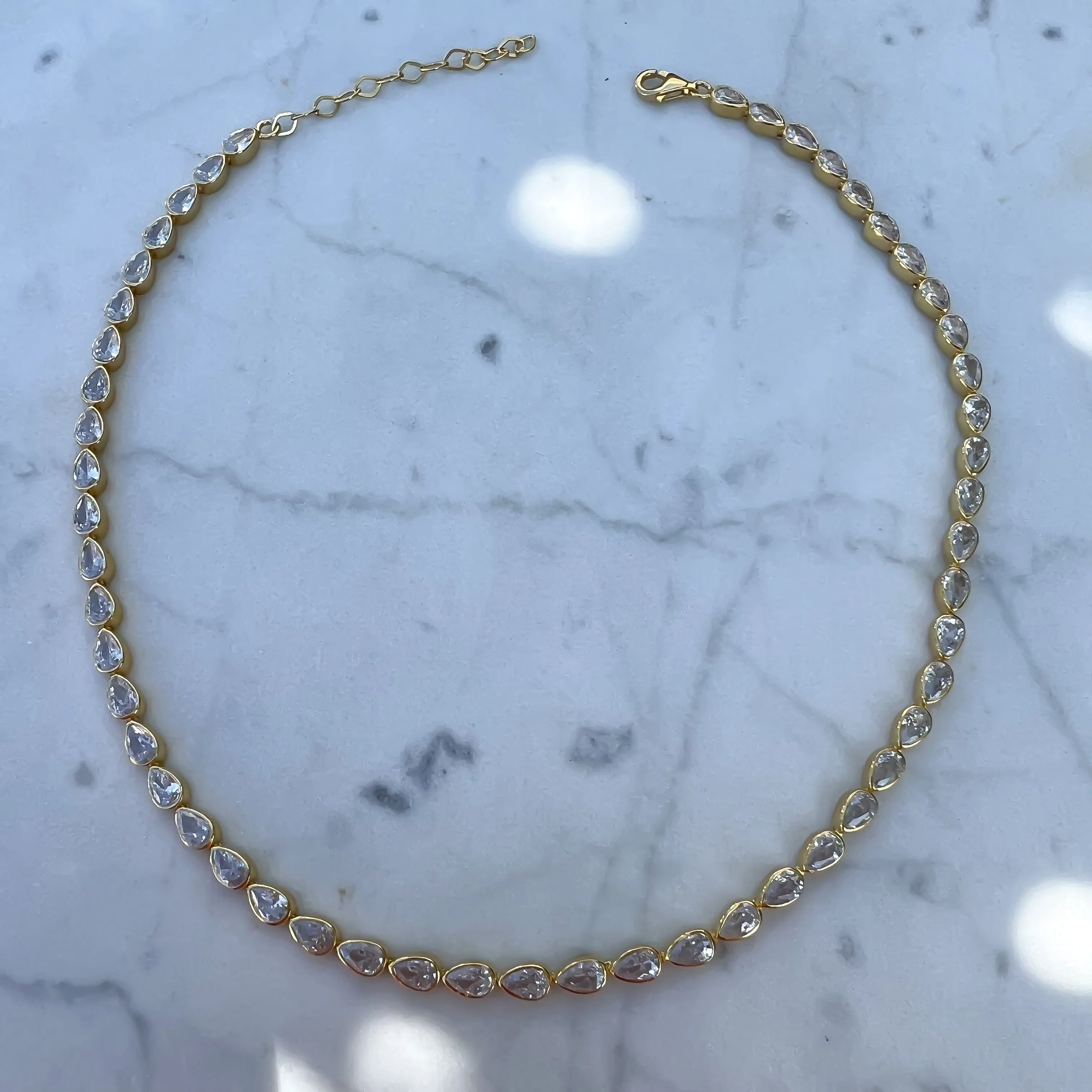 Silver gold plated pear tennis choker