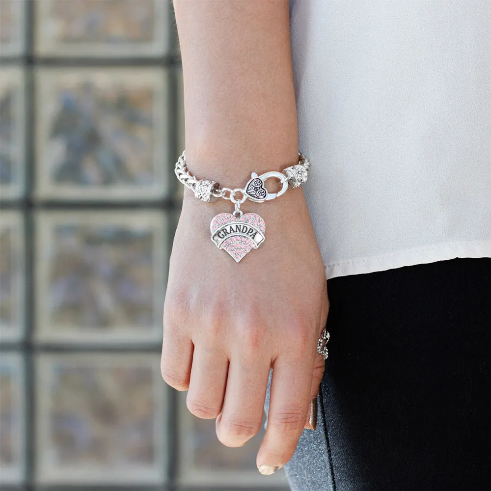 Silver Grandpa Pink Pink Pave Heart Charm Braided Bracelet