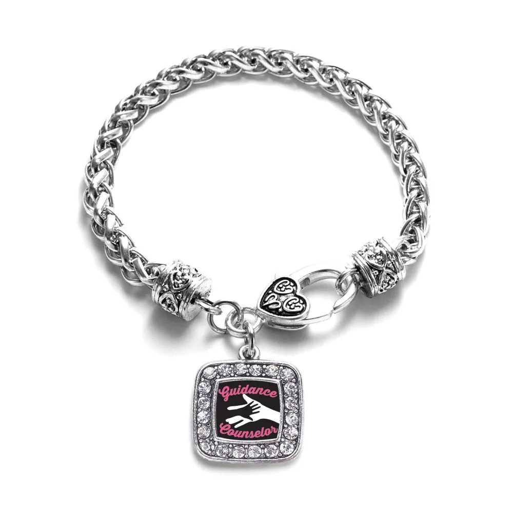 Silver Guidance Counselor Square Charm Braided Bracelet