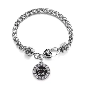 Silver Jersey Girl Circle Charm Braided Bracelet