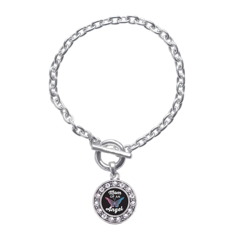 Silver Mom Of An Angel Circle Charm Toggle Bracelet