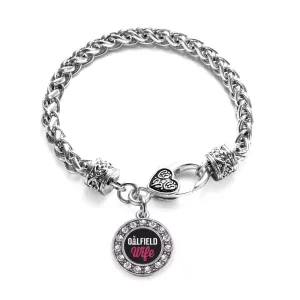 Silver Oilfield Wife Circle Charm Braided Bracelet