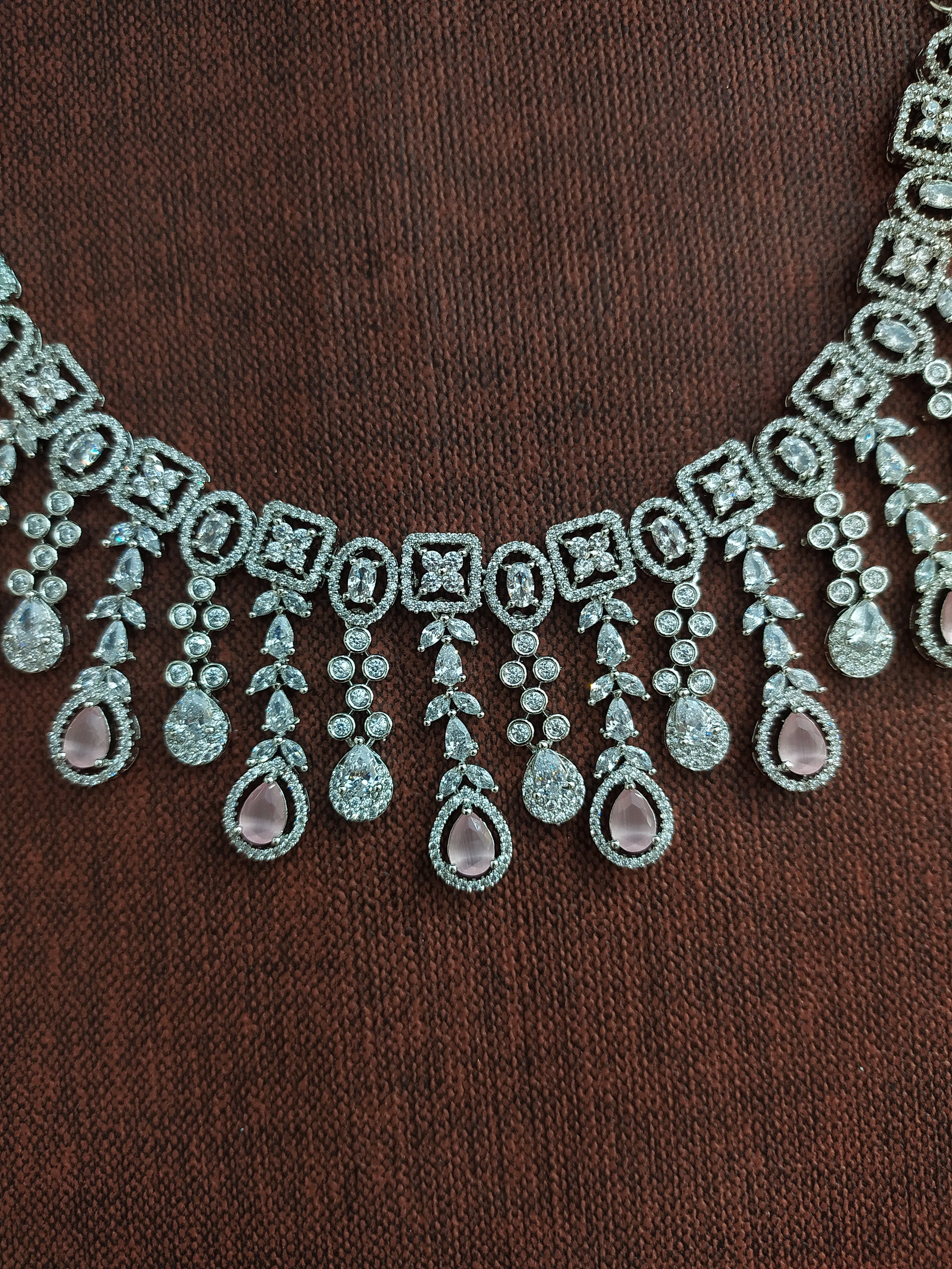 Silver-plated Zircon Necklace Set