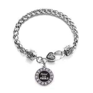 Silver Proud To Be Pueblo Circle Charm Braided Bracelet