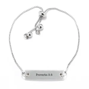 Silver Proverbs 3:5 Adjustable Bar Bracelet