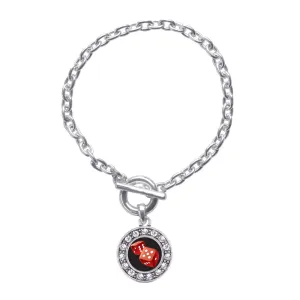 Silver Roll The Dice Circle Charm Toggle Bracelet