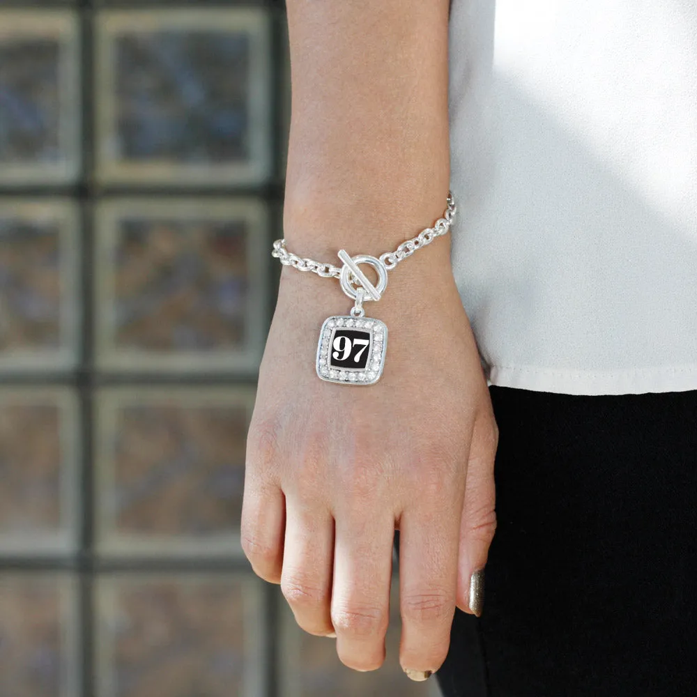 Silver Sport Number 97 Square Charm Toggle Bracelet