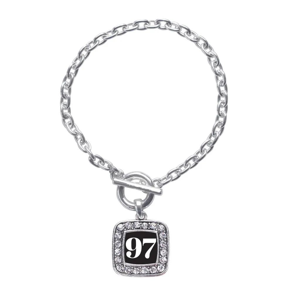 Silver Sport Number 97 Square Charm Toggle Bracelet