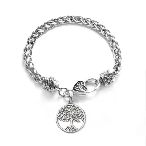 Silver Tree Of Life Charm Braided Bracelet