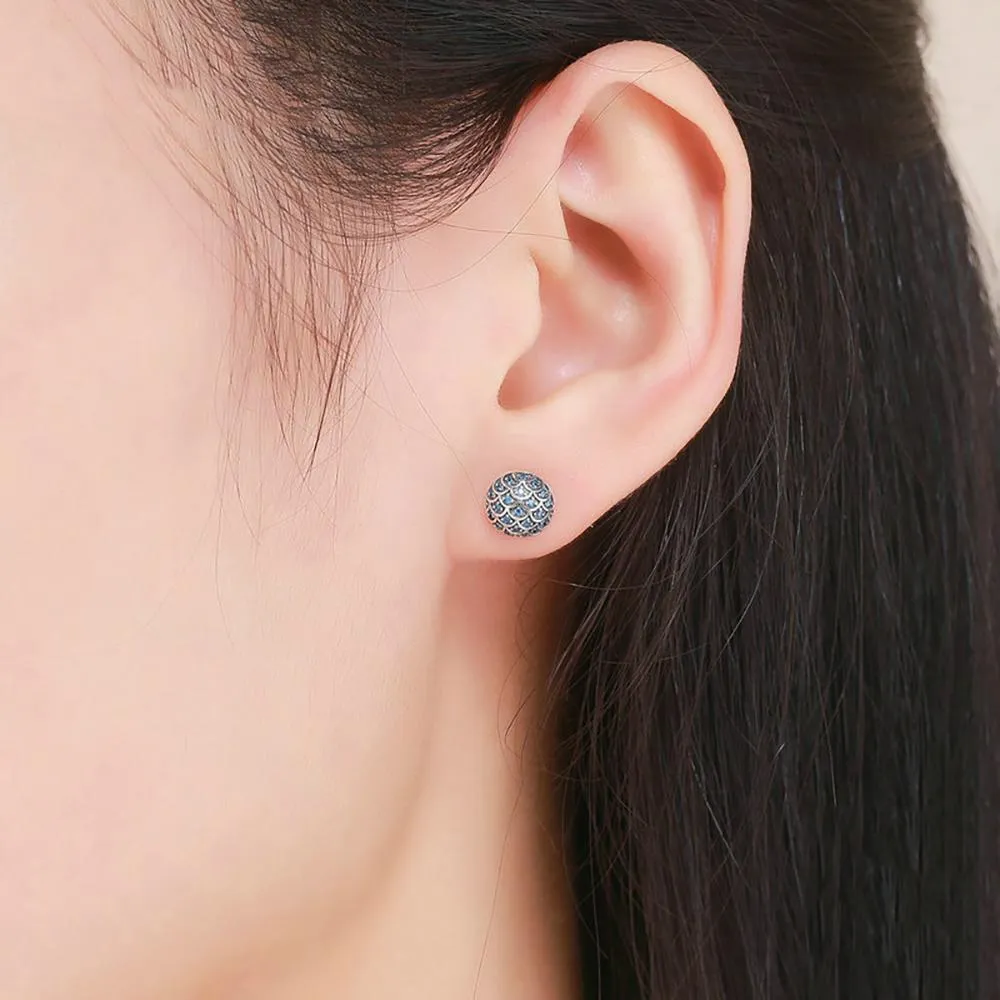 Simple Blue "Legend Of The Sea" Stud Earrings