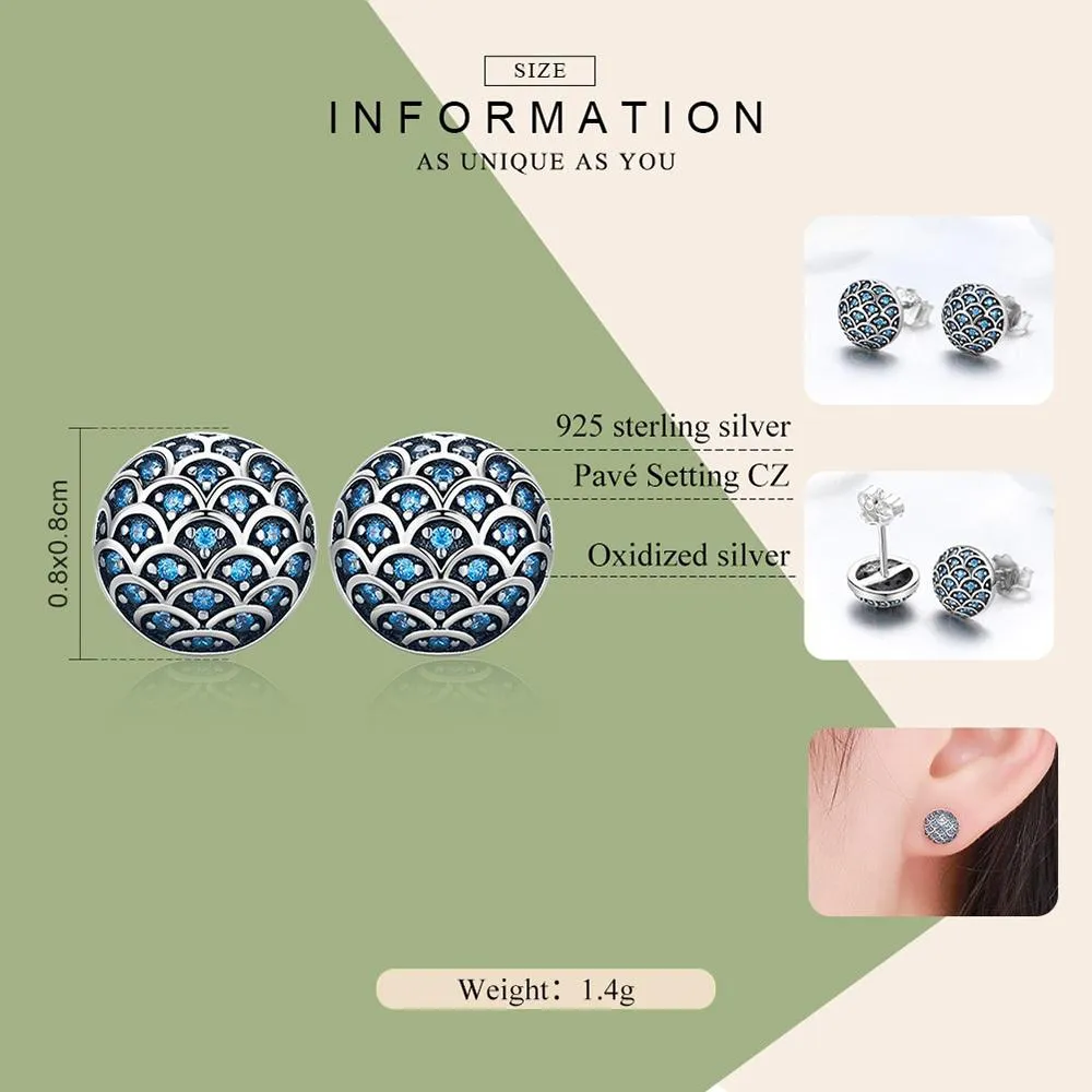 Simple Blue "Legend Of The Sea" Stud Earrings