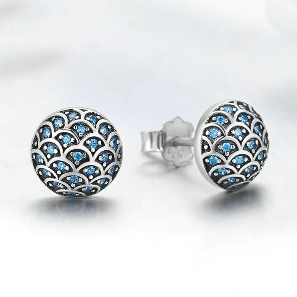 Simple Blue "Legend Of The Sea" Stud Earrings